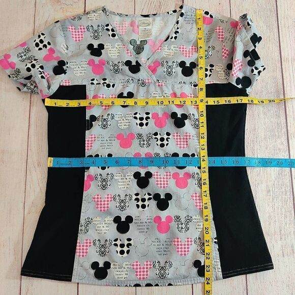Disney Mickey V-neck knit panel medical scrubs shirts S - Picture 9 of 10